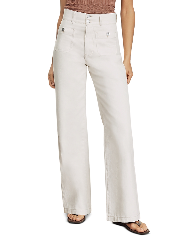 Veronica Beard Taylor High Rise Wide Leg Jeans in Ecru