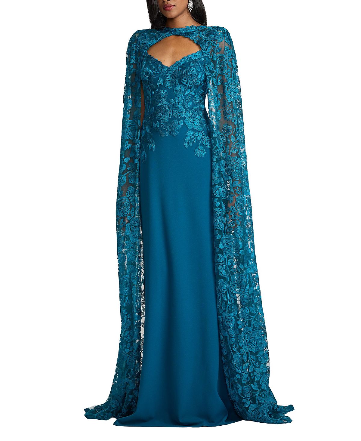 Tadashi Shoji Polidore Embroidered Cape Sleeve Gown