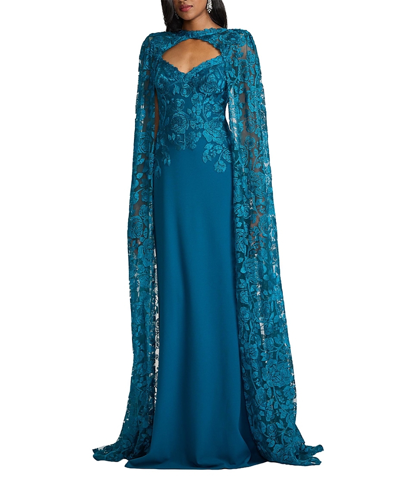 Tadashi Shoji Polidore Embroidered Cape Sleeve Gown