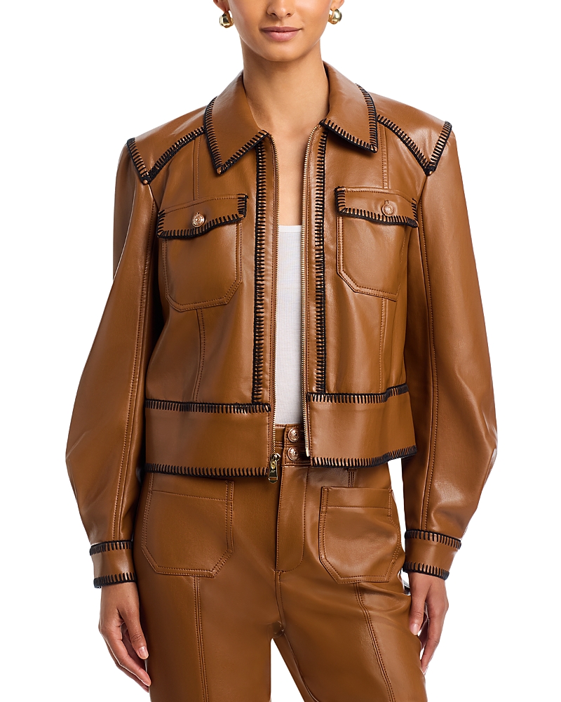 Cinq a Sept Kimmy Whipstitch Faux Leather Jacket
