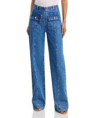 Cinq a Sept Coraline Mid Rise Wide-Leg Jeans in Salt Breeze