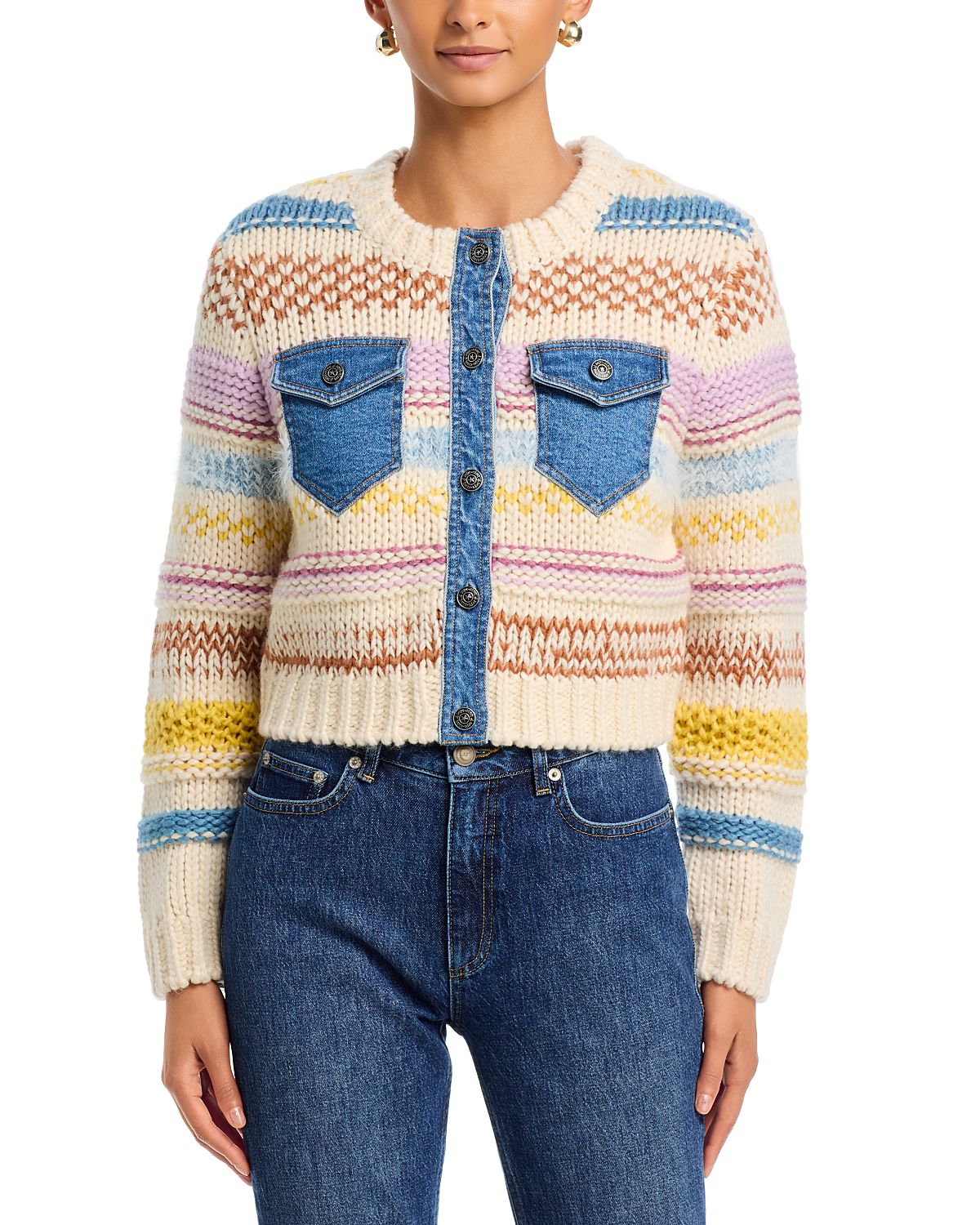 Cinq a Sept Suki Denim Combo Cardigan