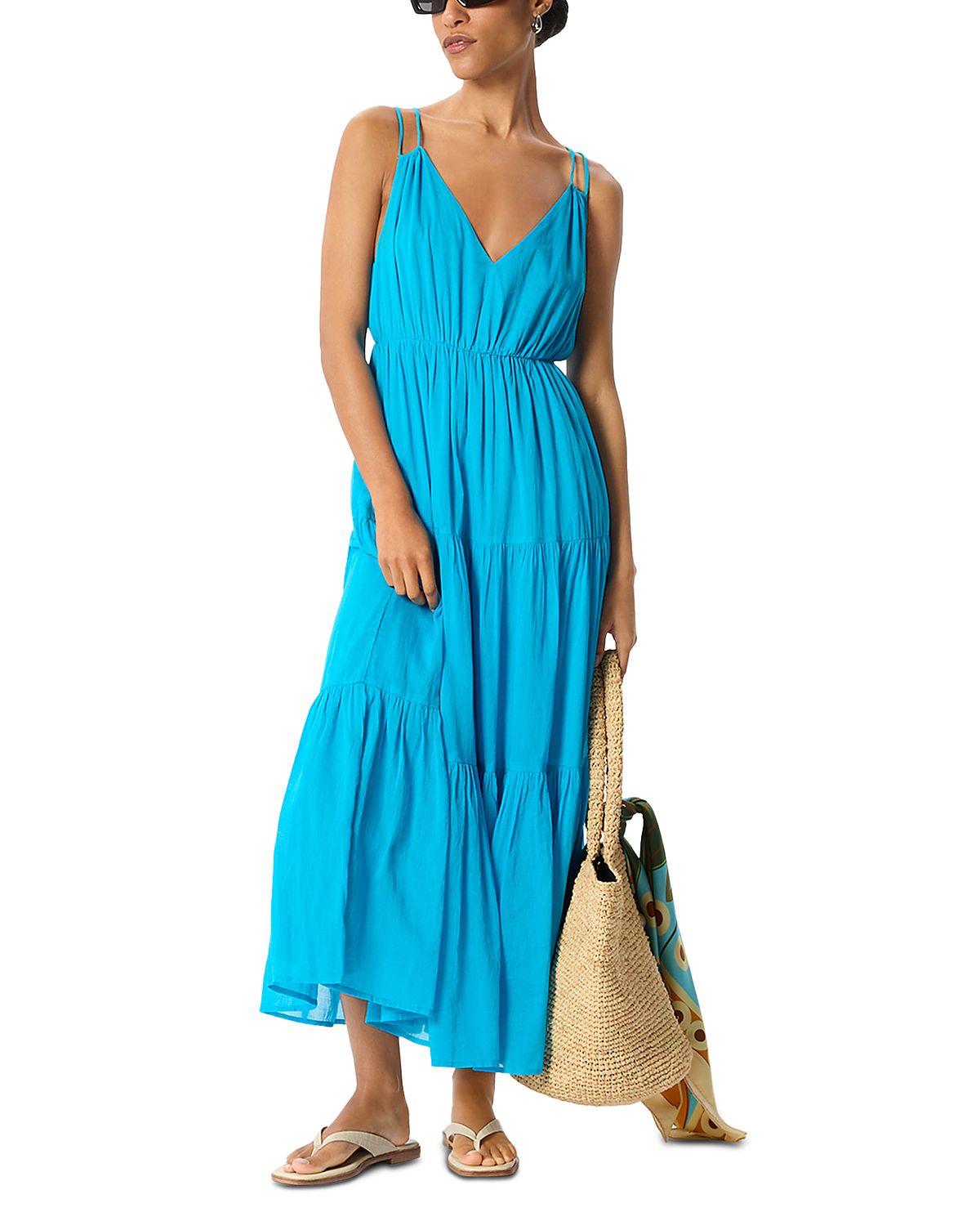 Whistles Petite Cotton Maxi V Neck Sundress