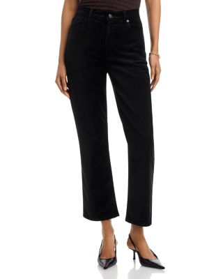 Le Sleek Velvet Straight Jeans in Black