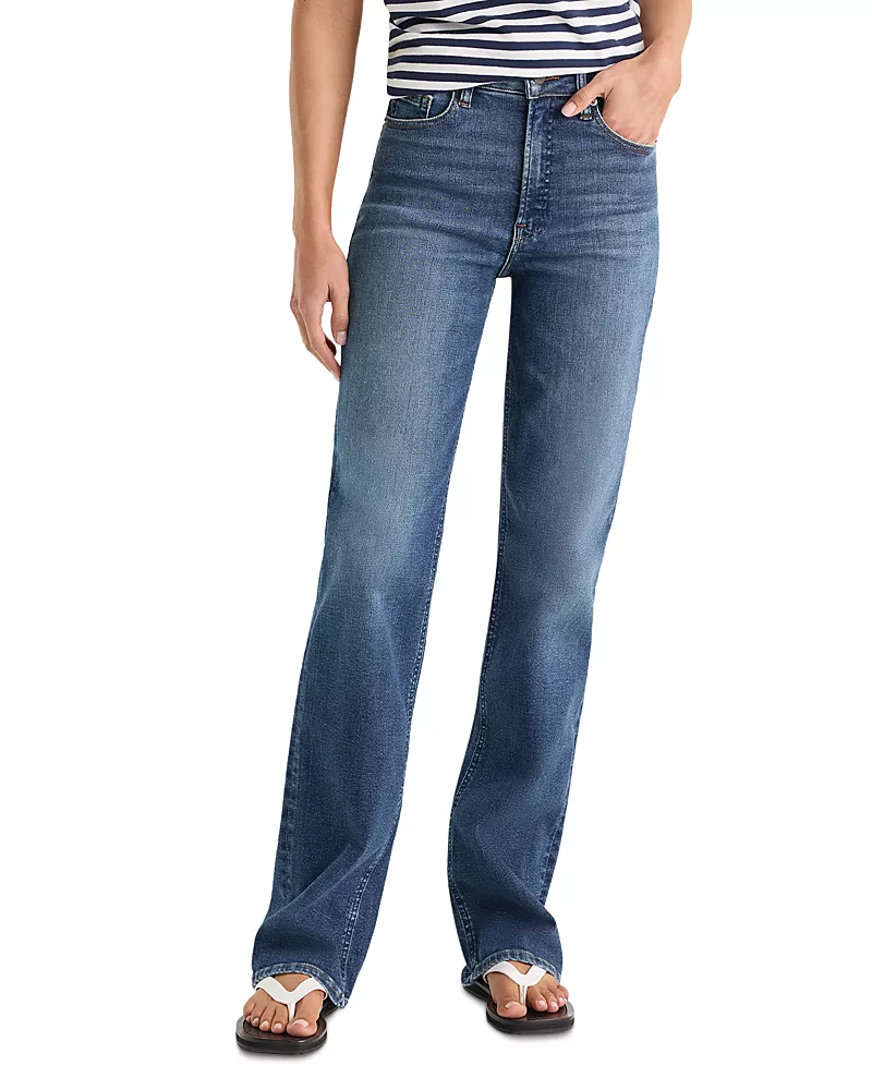 Good American Good True High Rise Straight Jeans in Indigo