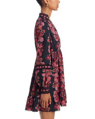 Placed Floral Long Sleeve Mini Dress - Exclusive - thumbnail 5