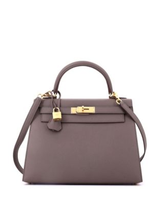 Kelly 28 Handbag Grey Epsom with Gold Hardware