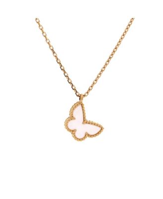 Sweet Alhambra Butterfly Pendant Necklace 18K Gold and Mother of Pearl, 15.75"