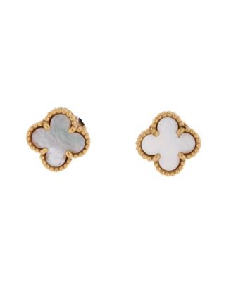 Pre-Owned Van Cleef & Arpels Sweet Alhambra Stud Earrings 18K Gold and Mother of Pearl