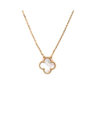  Vintage Alhambra Pendant Necklace 18K Gold and Mother of Pearl, 16.25"