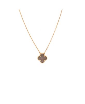  Vintage Alhambra Pendant Necklace 18K Rose Gold and Grey Mother of Pearl, 18.5"