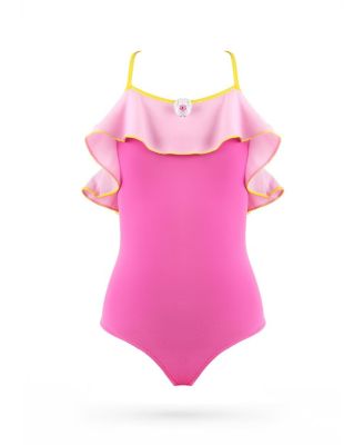 Girls' Ruffle with Hand-Knitted Flower AppliquÃ© One-Piece Swimsuit - Little Kid, Big Kid