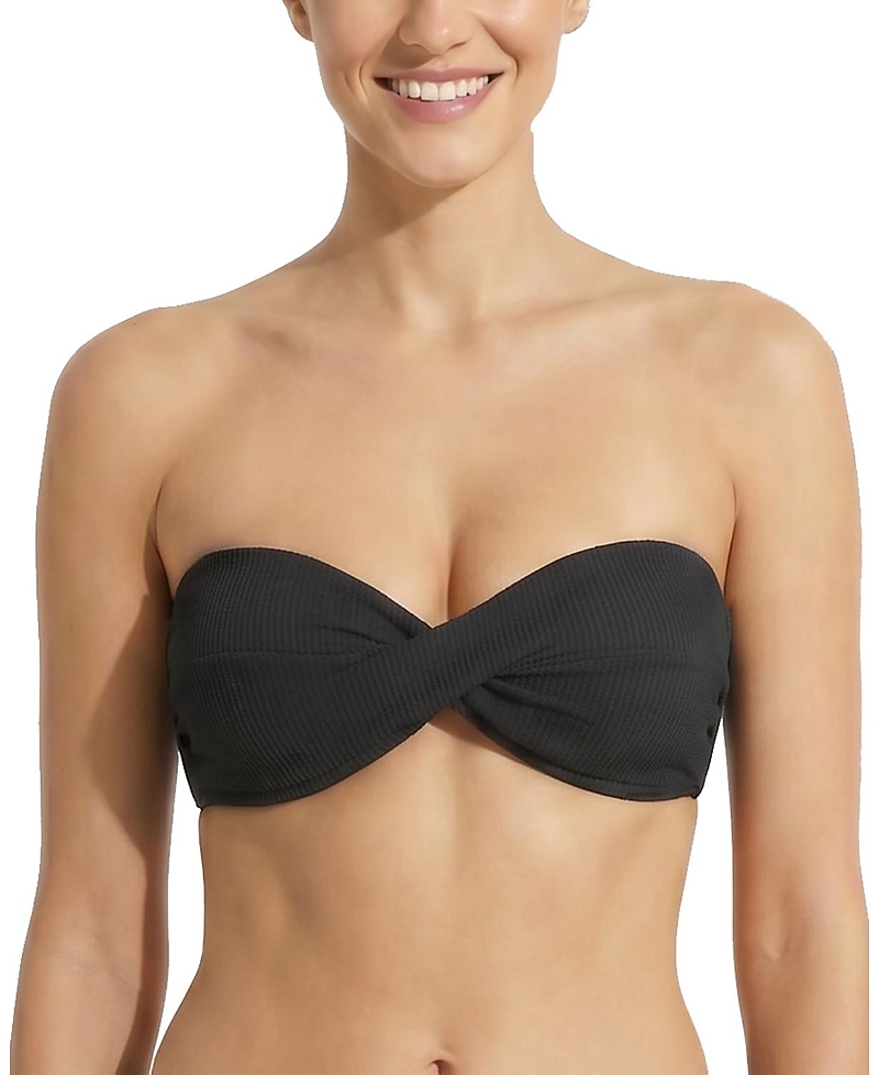 Change of Scenery Loryn Twist Bandeau Textured Bikini Top