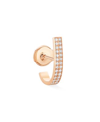 18K Rose Gold Berbere Polished Single J Hoop Earring, 0.17 tcw