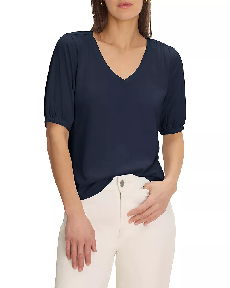 Nzt By Nic+Zoe Elbow Sleeve V Neck Tee