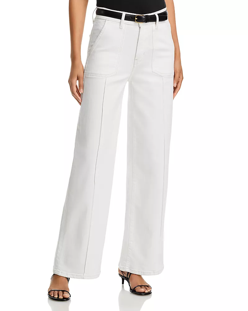 Frame Le Slim High Rise Palazzo Pintuck Jeans in Au Natural