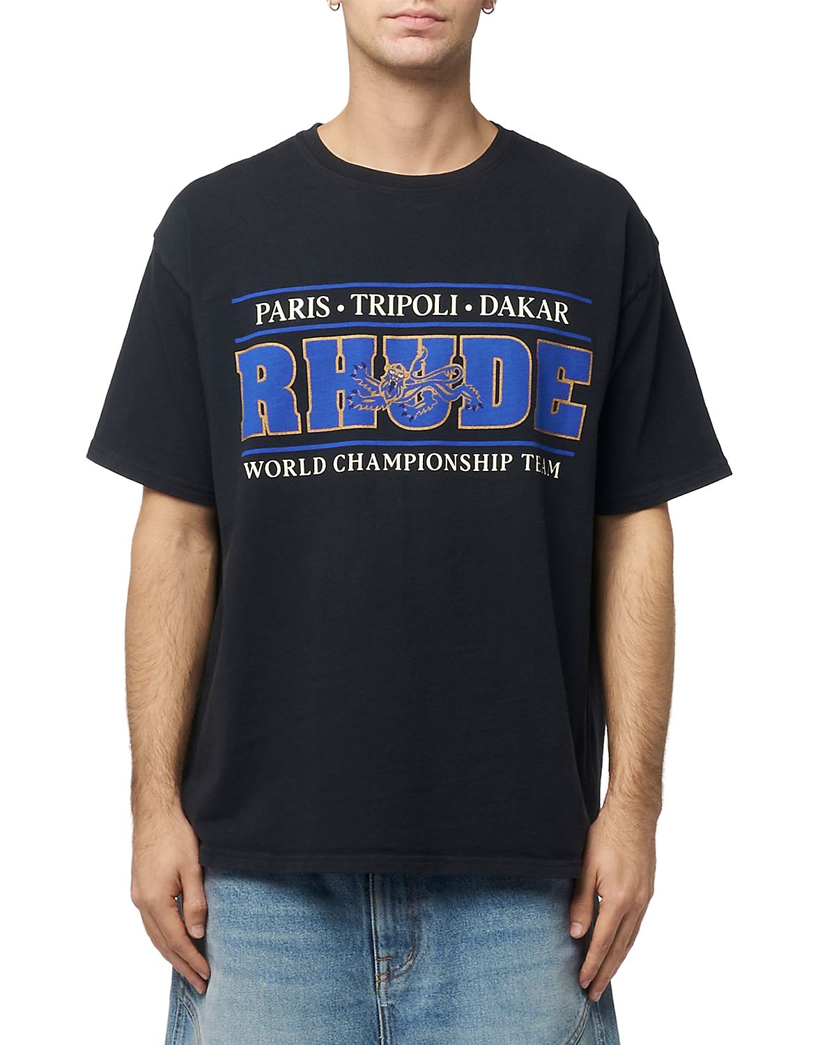 R H U D E No Man's Land Logo Graphic T-Shirt