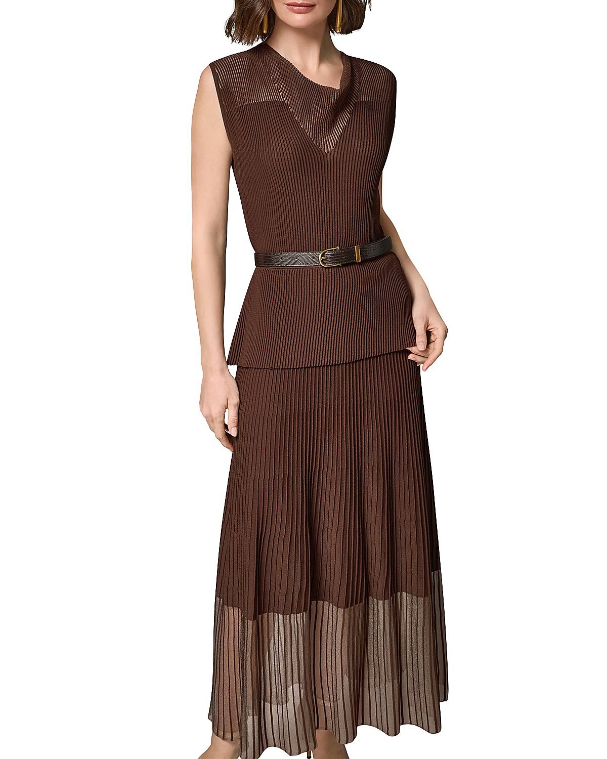 Donna Karan Belted Knit Maxi Dress