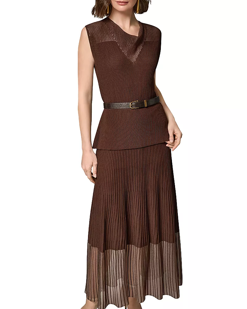 Donna Karan Belted Knit Maxi Dress