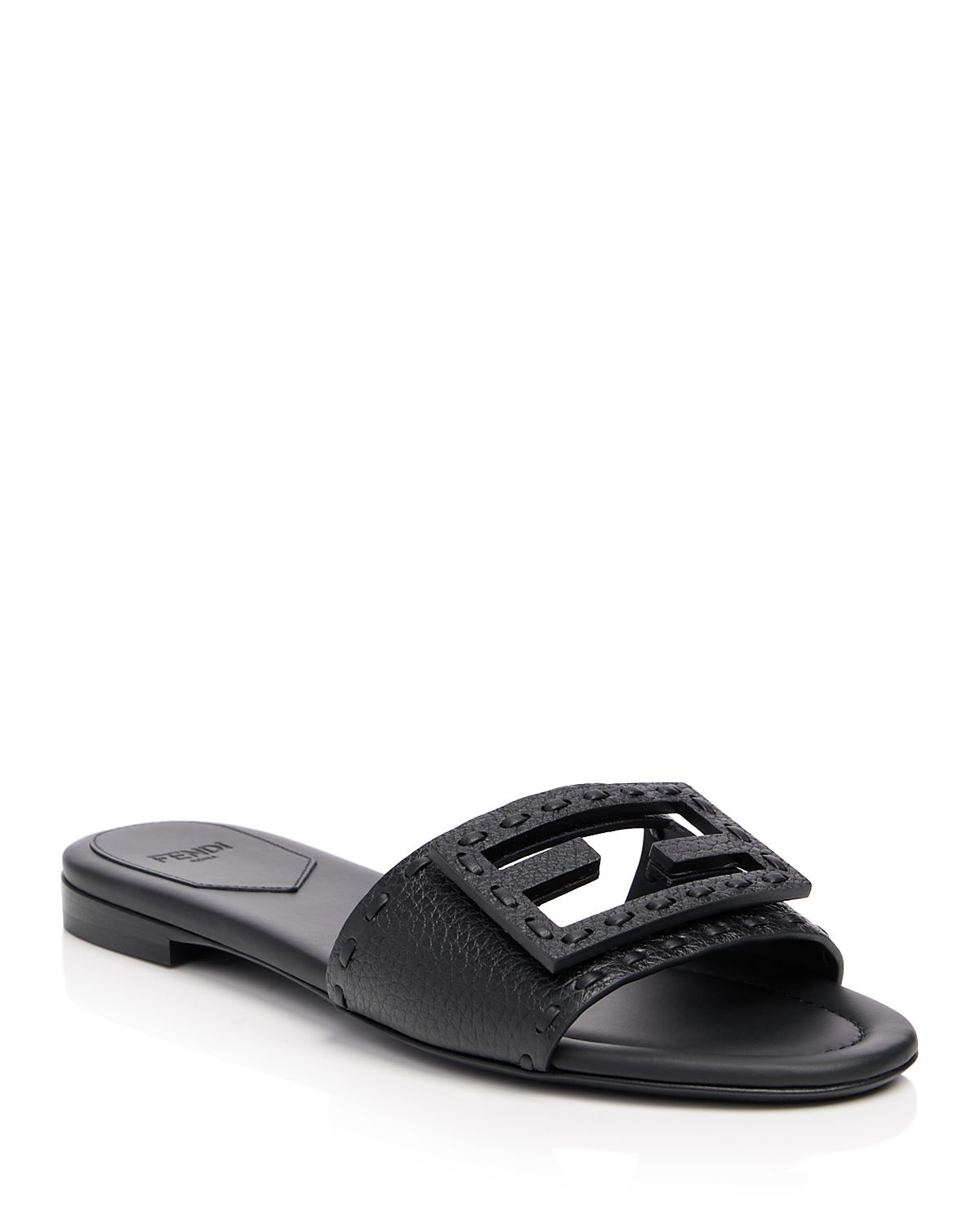 Fendi Women's Baguette Leather Selleria Slides
