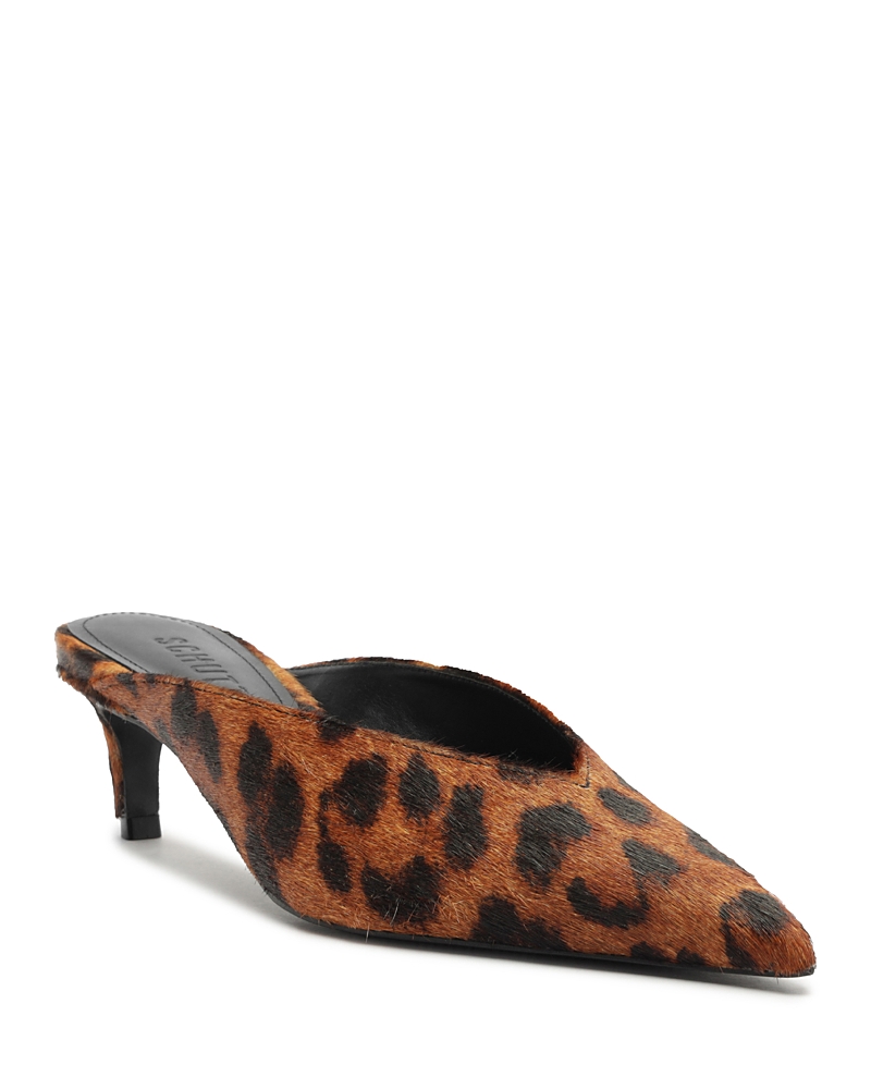 Schutz Women's Loren Mid Animal Print Mules
