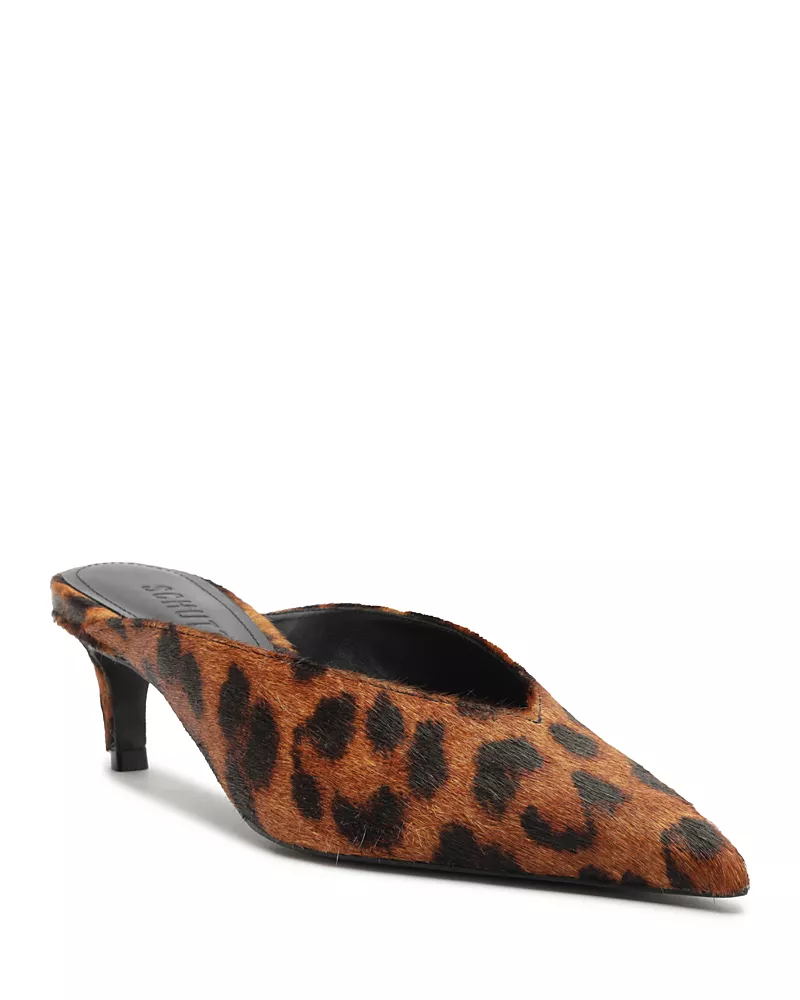 Schutz Women's Loren Mid Animal Print Mules