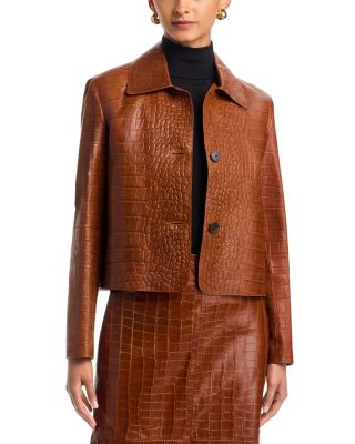 Emy Embossed Leather Jacket - thumbnail 3