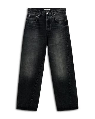 Relaxed Fit Wide Leg Jeans in Deep Black Worn