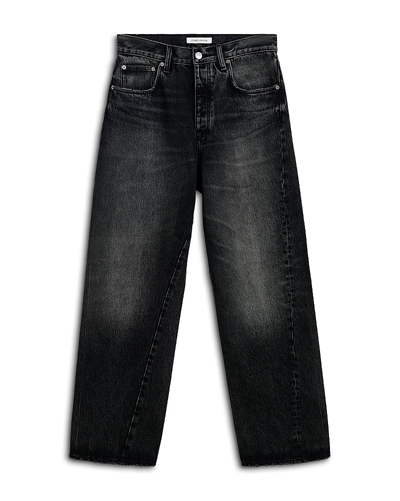 Sunflower Relaxed Fit Wide Leg Jeans in Deep Black Worn