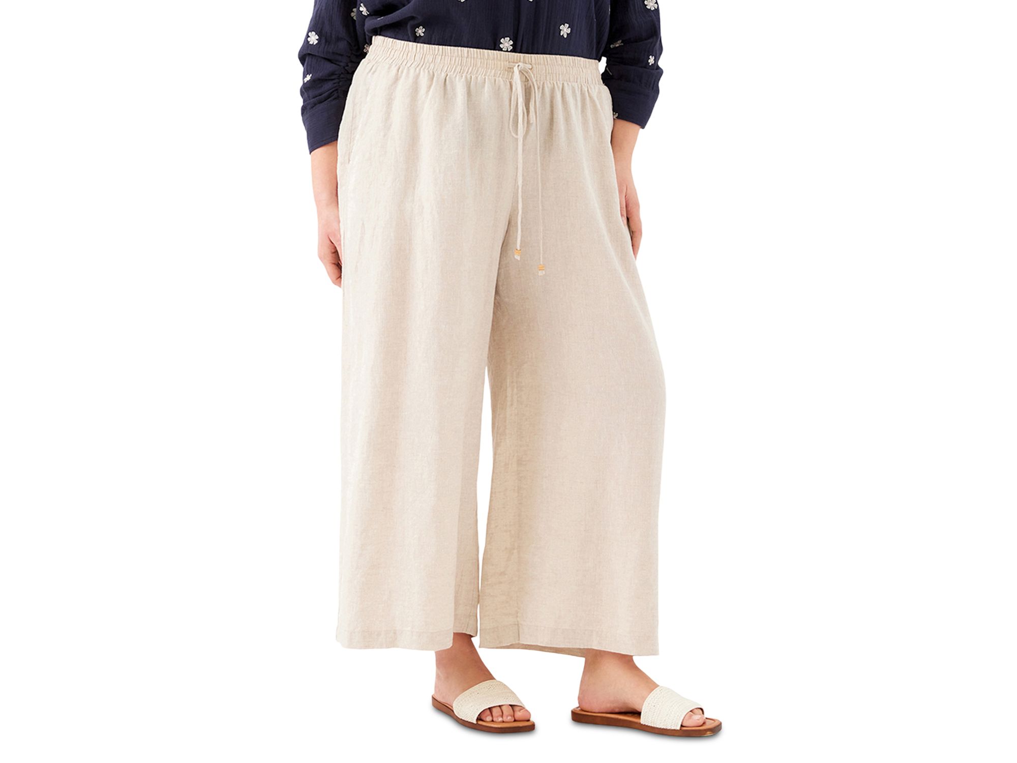 Plus Linen Drawstring Pants — Image 3