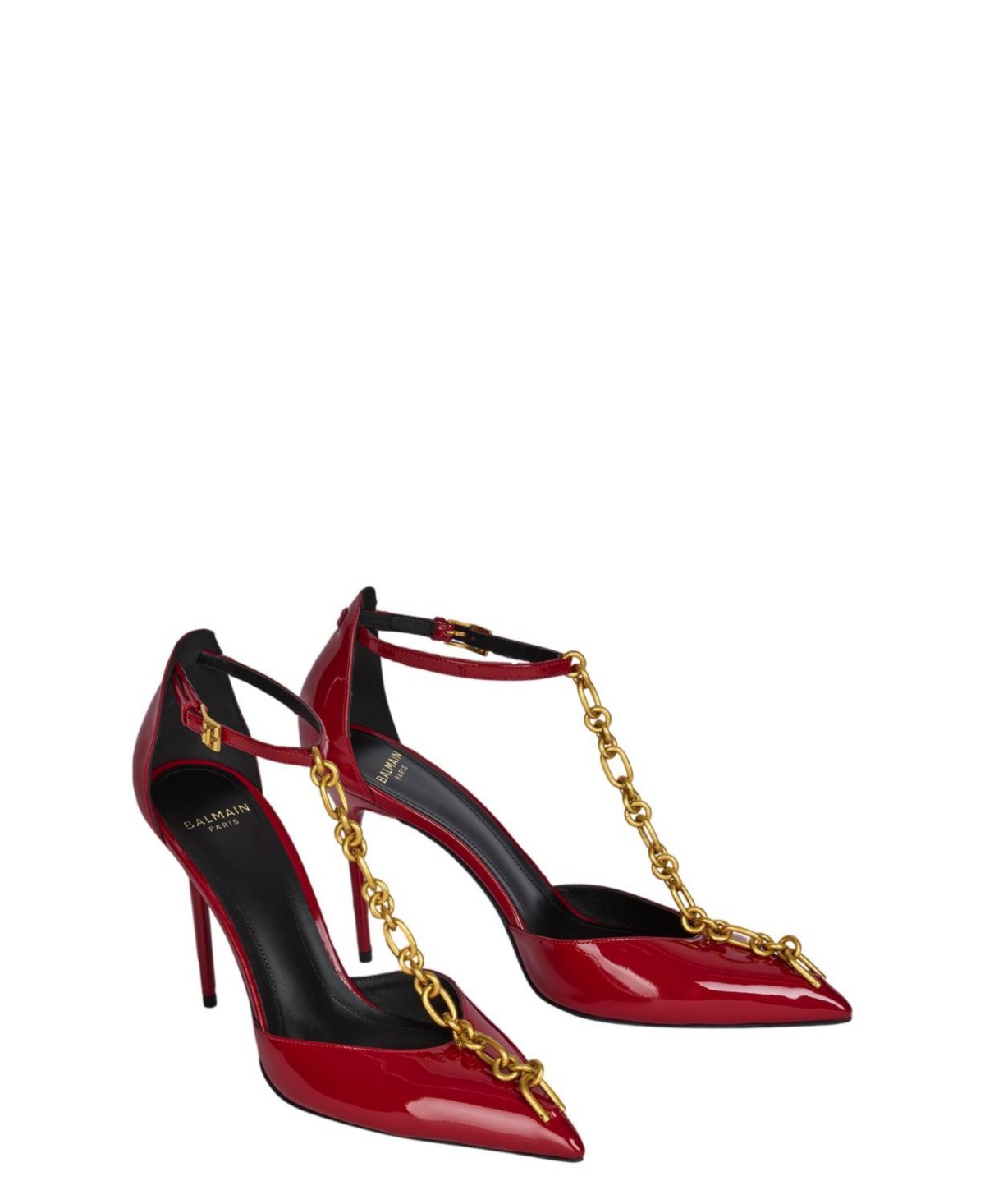Balmain Women's Sync Patent Leather Stilettos with Pointed Toe Pumps in Red