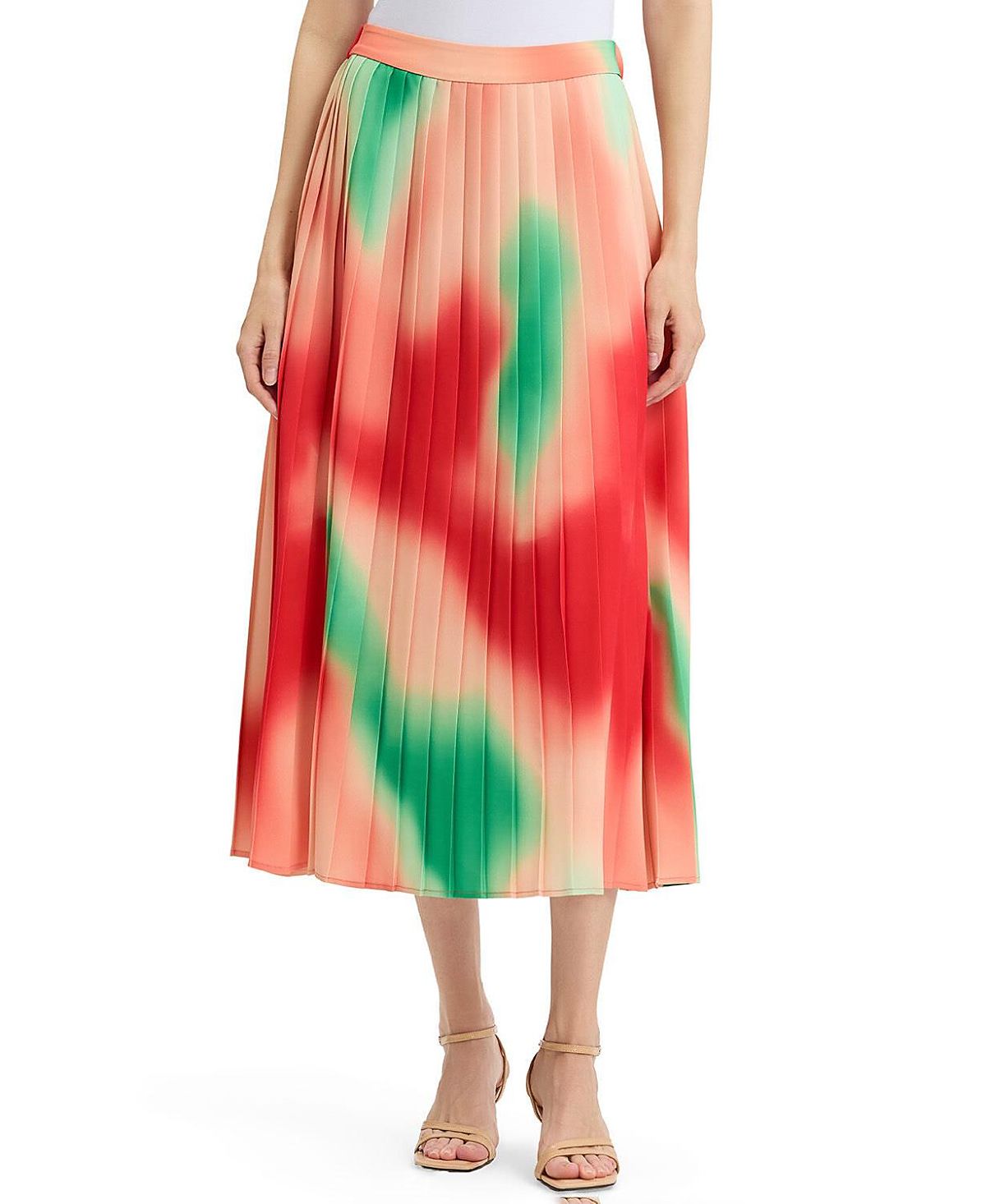 Misook Multi-Color Pleated Crepe Maxi Skirt