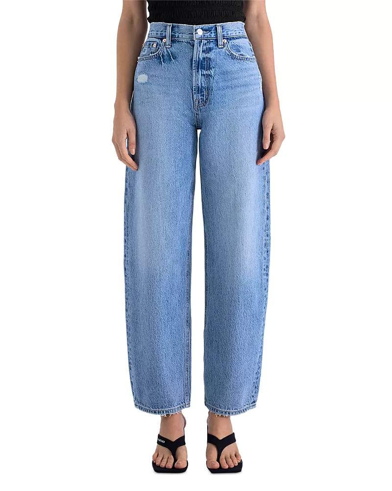 Pistola Wes Cotton High Rise Barrel Jeans in Blue Cloud