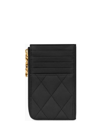 Saint Laurent Cassandre Bijou Zip Card Case in Grain De Poudre Leather