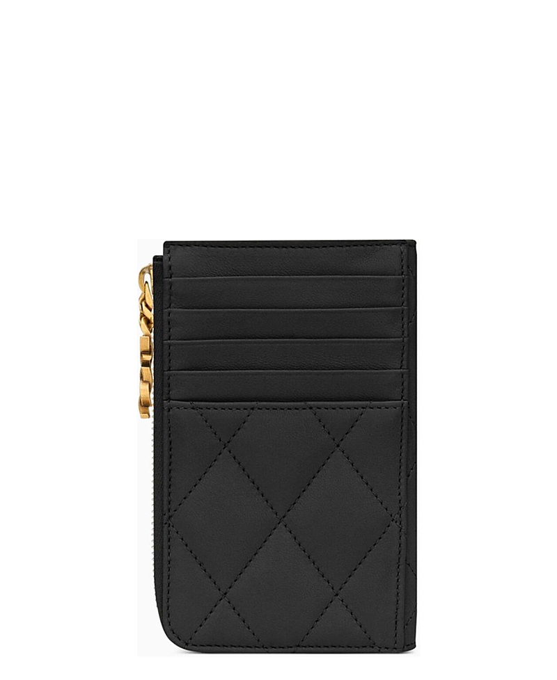 Saint Laurent Cassandre Bijou Zip Card Case in Grain De Poudre Leather