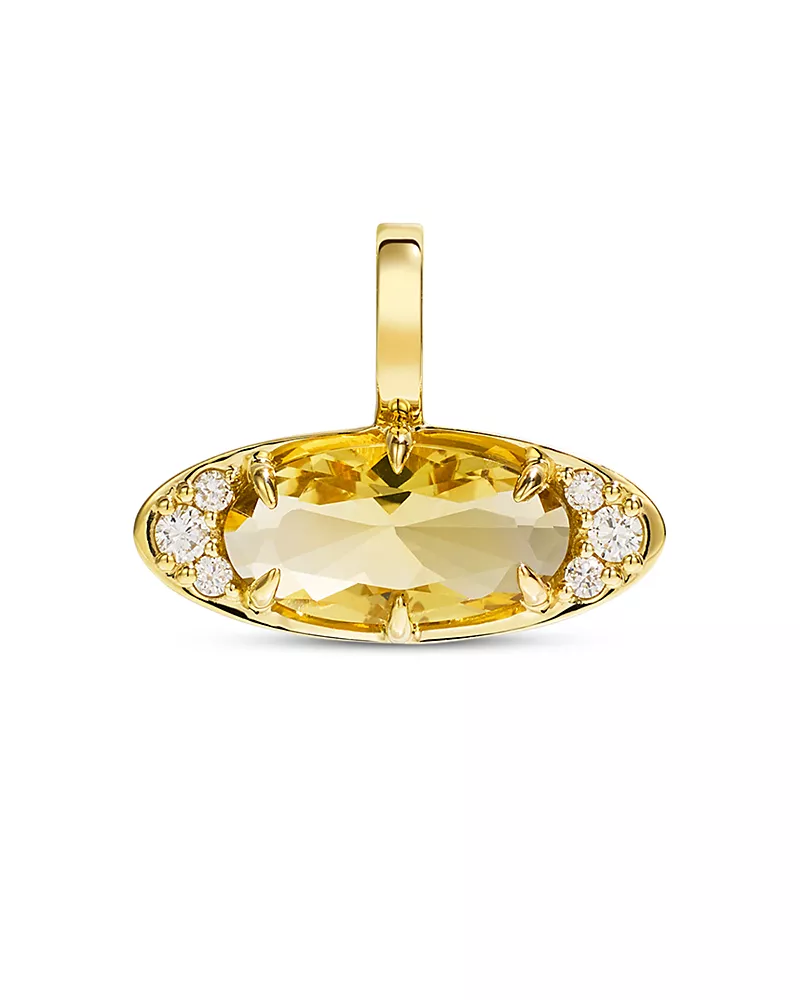 By Pariah 14K Yellow Gold Ellipse Smokey Quartz & Diamond Pendant