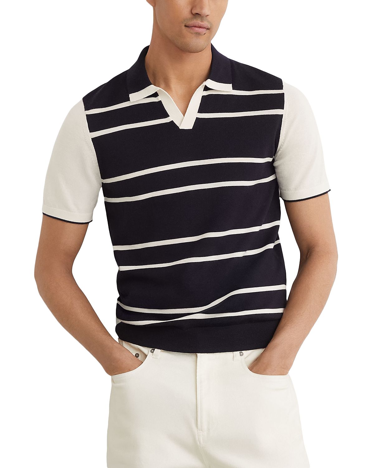 Reiss Miles Short Sleeve Merino Wool Sweater Polo