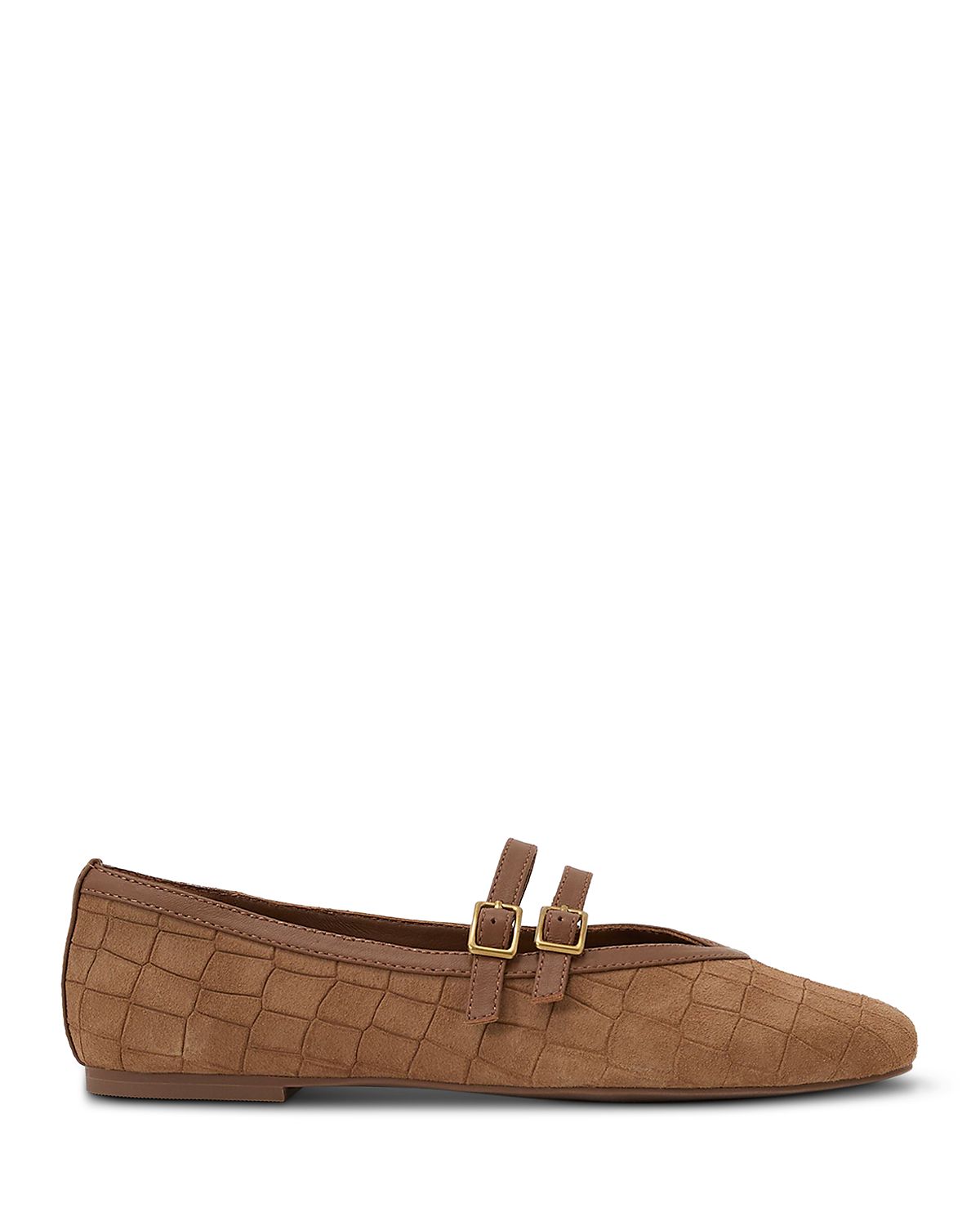Reiss Women's Eliza Croc Embossed Suede Ballet Flats