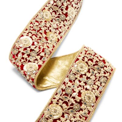 Alice + Olivia 4" Faux Pearl Floral Ribbon