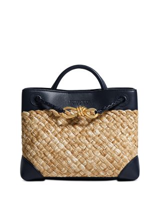 Andiamo Small Intreccio Raffia Top Handle Bag