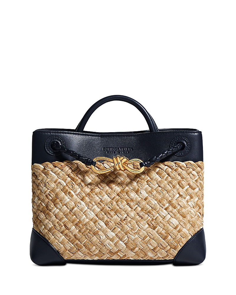 Bottega Veneta Andiamo Small Intreccio Raffia Top Handle Bag