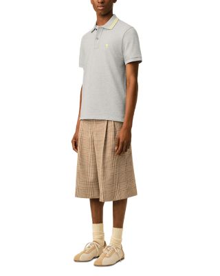 Stripe Collar Embroidered Tennis Polo Shirt