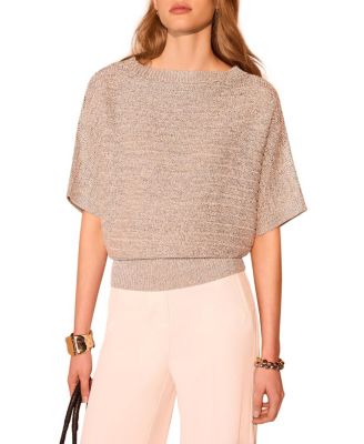  Women's Metallic Batwing Knit Top