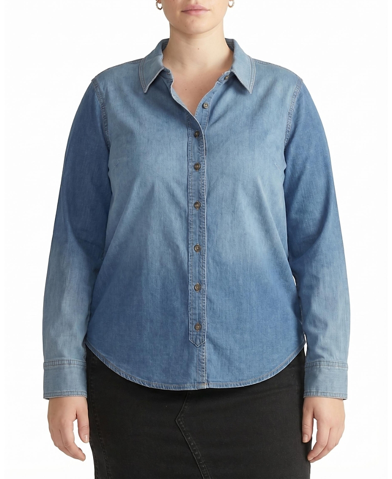 Universal Standard Women's Plus Size Minimalist Stretch Cotton Chambray Shirt