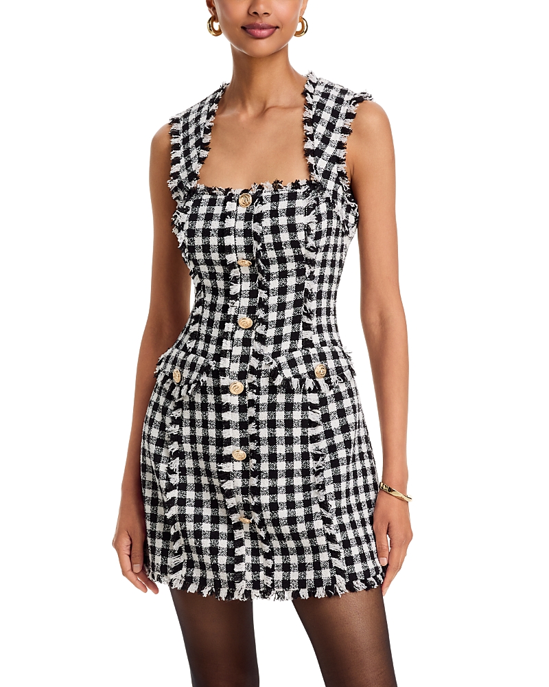 Aqua Tweed Square Neck Mini Dress - Exclusive