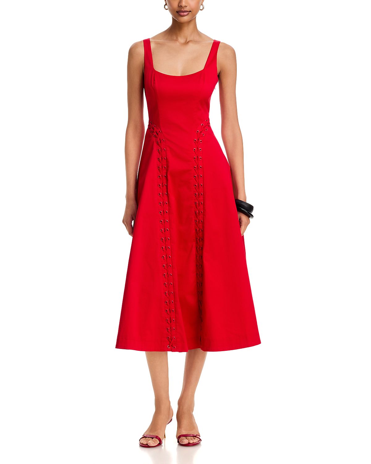 Aqua Lace Up Midi Dress - Exclusive