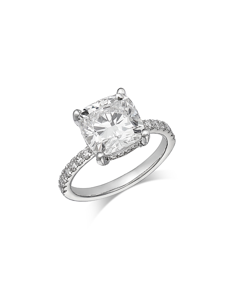Bloomingdale's Fine Collection Certified Lab Grown Diamond Cushion Cut Engagement Ring in 18K White Gold, 4.0 tcw