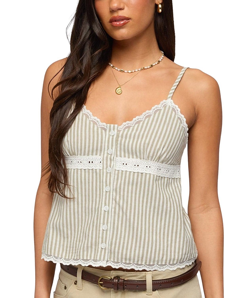 Edikted Elodie Lacey Striped Tank Top