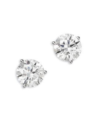 Bloomingdale's Fine Collection Luxe Collection Certified Lab Grown Diamond Three Prong Martini Set Stud Earrings in 18K White Gold, 10.0 tcw
