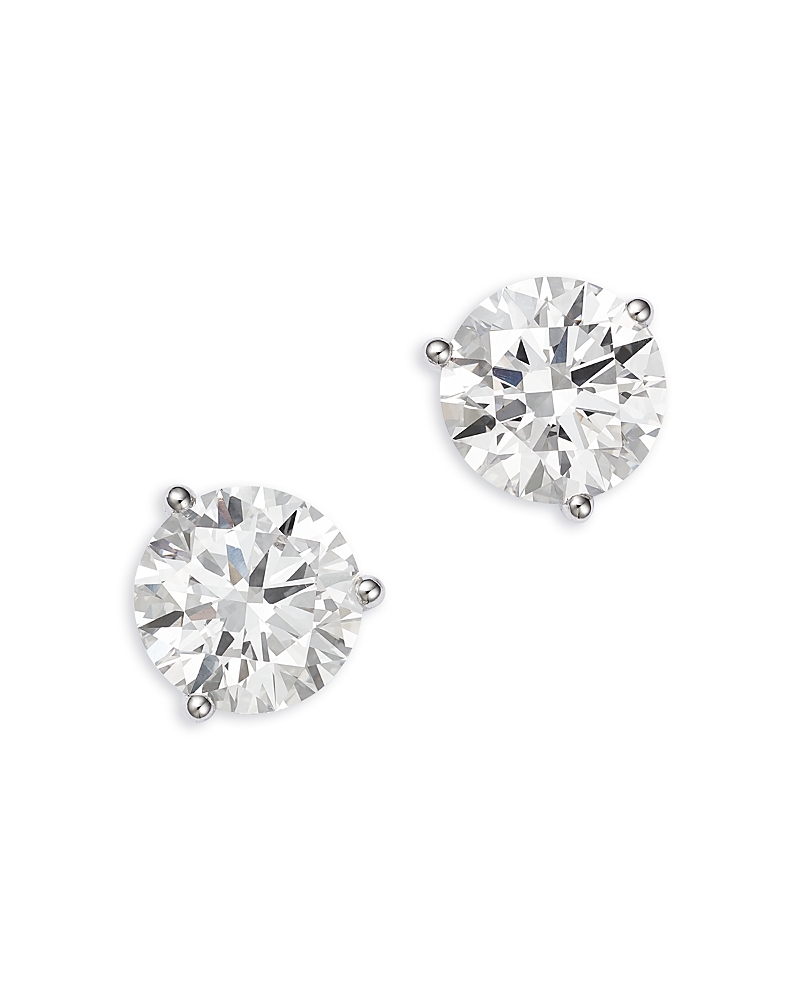 Bloomingdale's Fine Collection Luxe Collection Certified Lab Grown Diamond Three Prong Martini Set Stud Earrings in 18K White Gold, 10.0 tcw